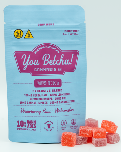Photograph of product: You Betcha Daytime Gummies - Watermelon and Strawberry Kiwi - 100mg TH-oui / 100mg CBD / 100mg CBG