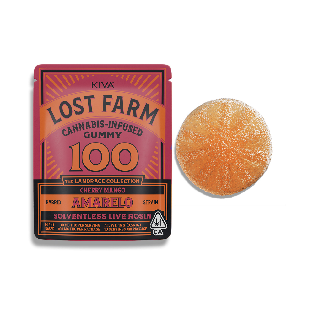 Photograph of product: LOST FARM CHERRY MANGO AMARELO ROSIN ONE PIECE GUMMY [1 CT]