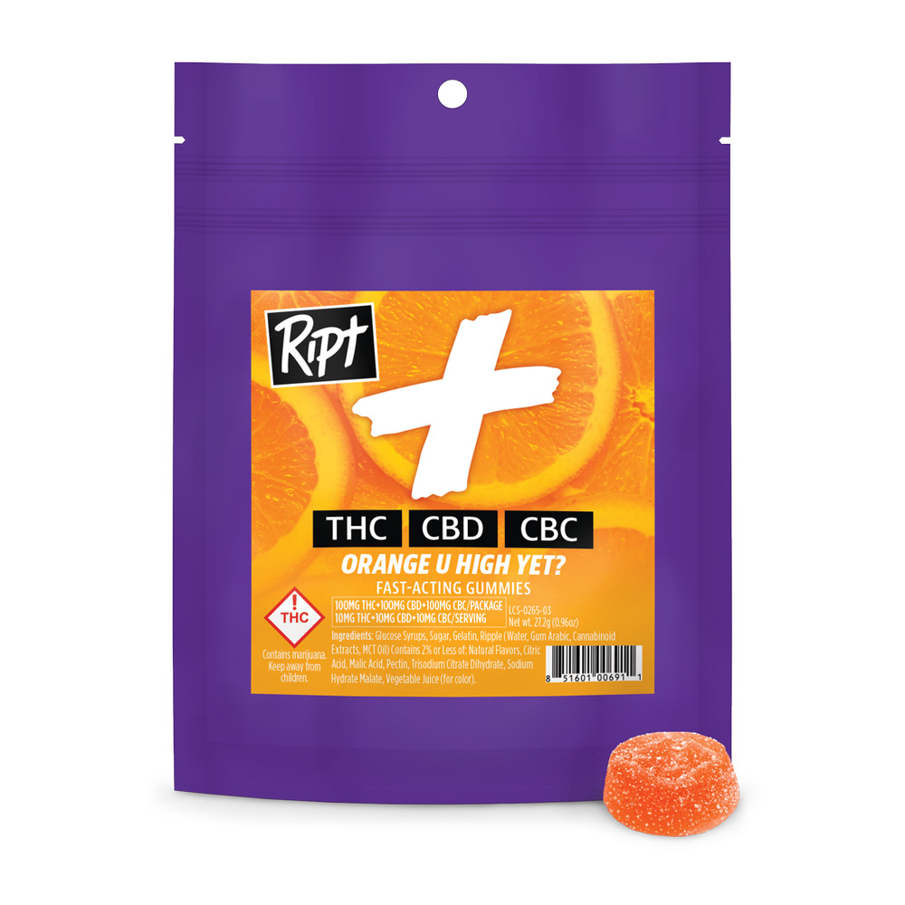 Photograph of product: Ripple | RIPT Plus Gummies | 100mg REC - Orange You High Yet?