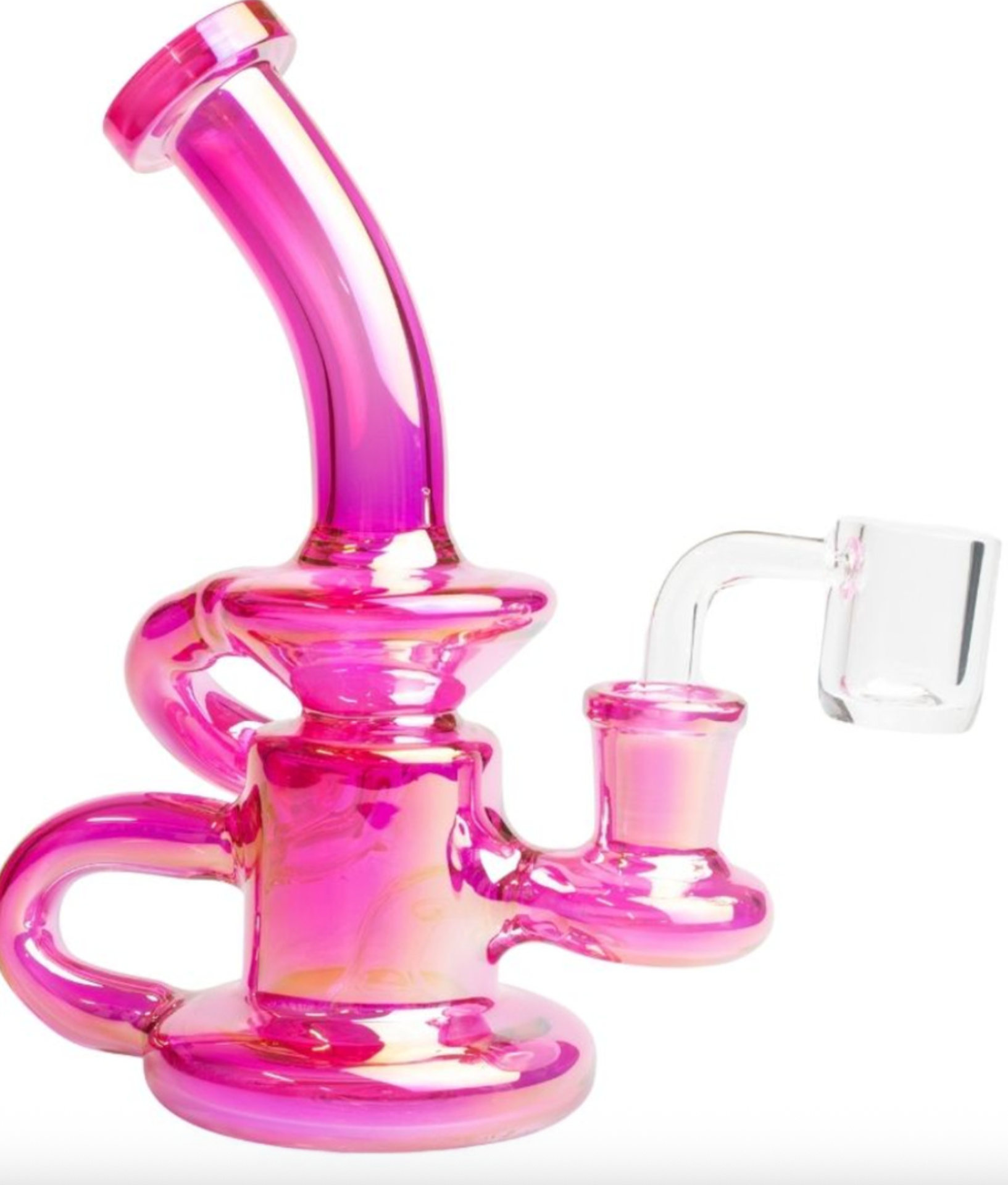 Photograph of product: Glass - 6" Iridescent Mini Recycler Bong