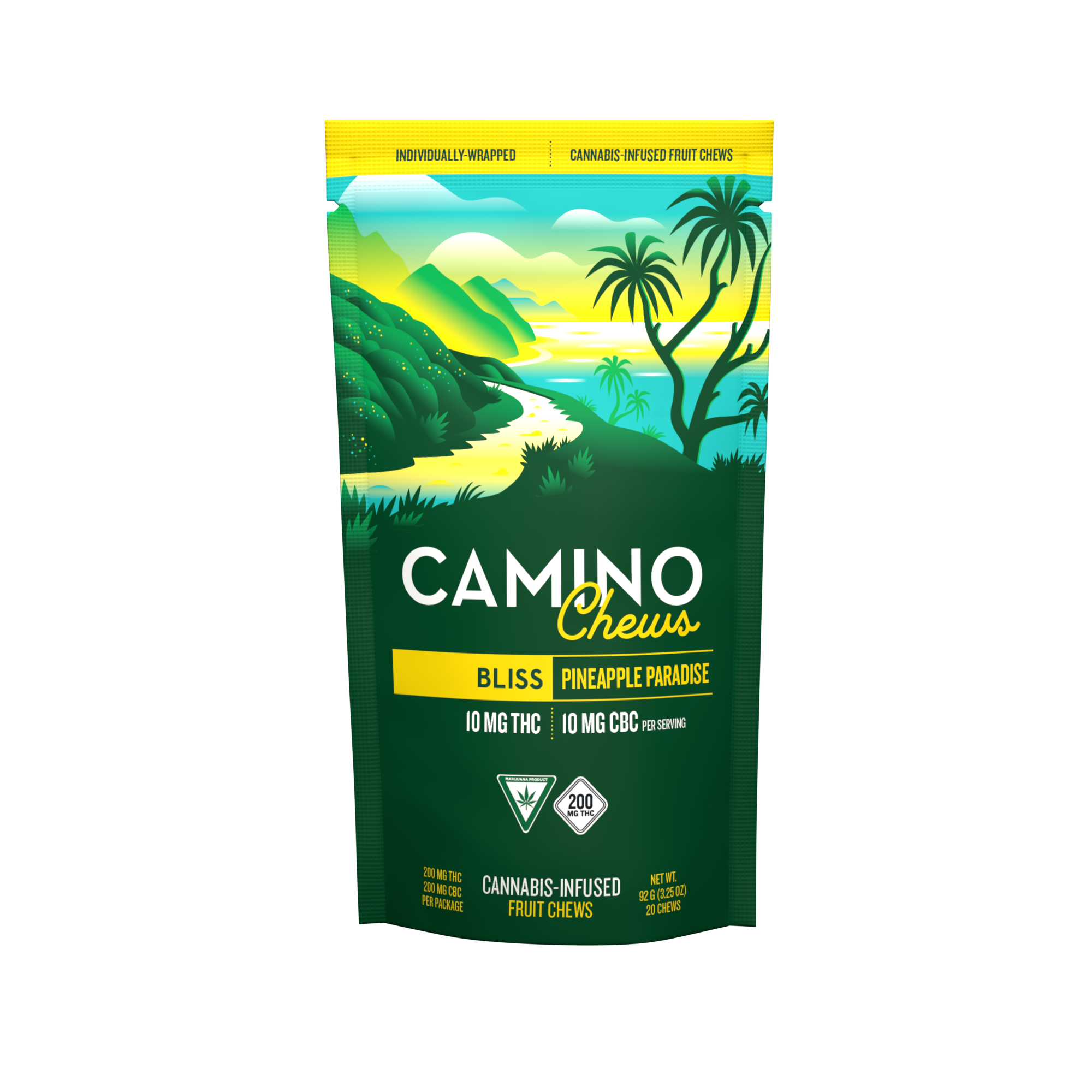 Photograph of product: CAMINO PINEAPPLE PARADISE CHEWS 1:1 (TH-oui:CBC) 200MG