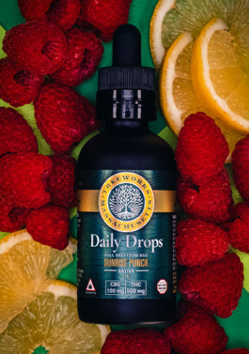 Photograph of product: Treeworks 1:1 Daily Drops 50ml Tincture (TH-oui:CBG) - Sunrise Punch