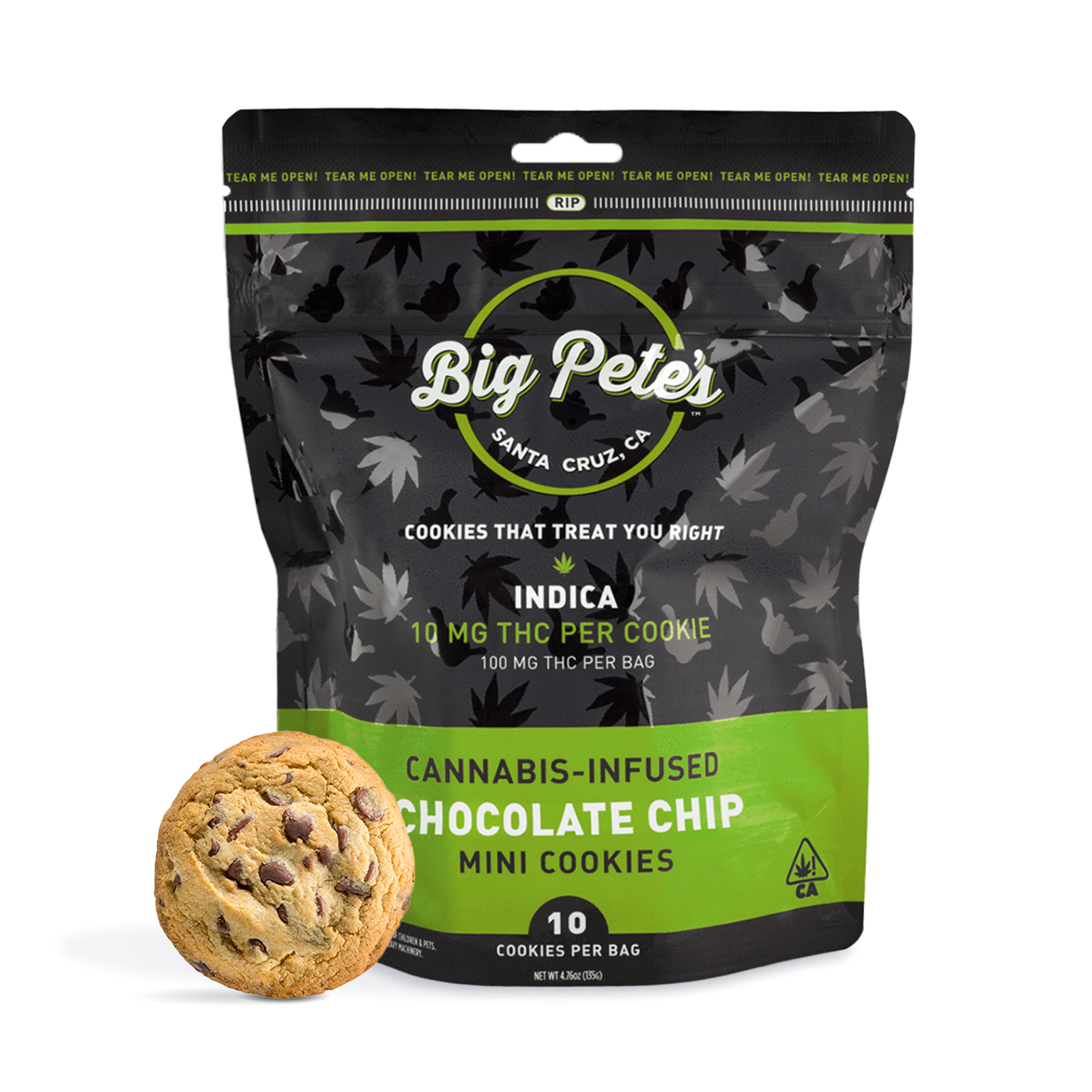 Photograph of product: Big Pete's: Chocolate Chip- Oui'd Cookies 10-Pack (100mg)