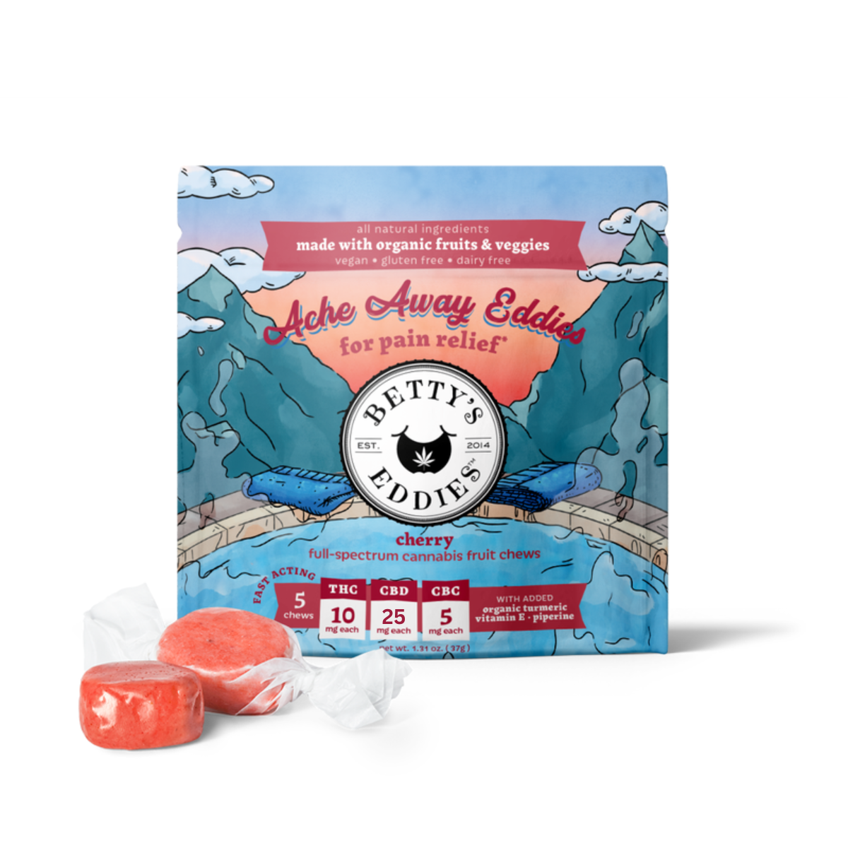 Photograph of product: Ache Away Cherry | Fruit Chews | 50mg
