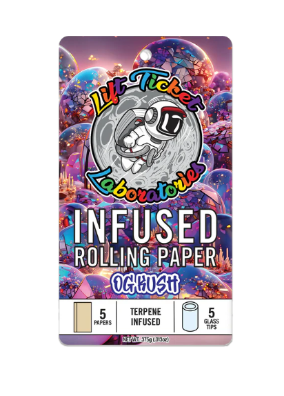 Photograph of product: Lift Ticket - OG Kush Infused Rolling Paper + Glass Tips
