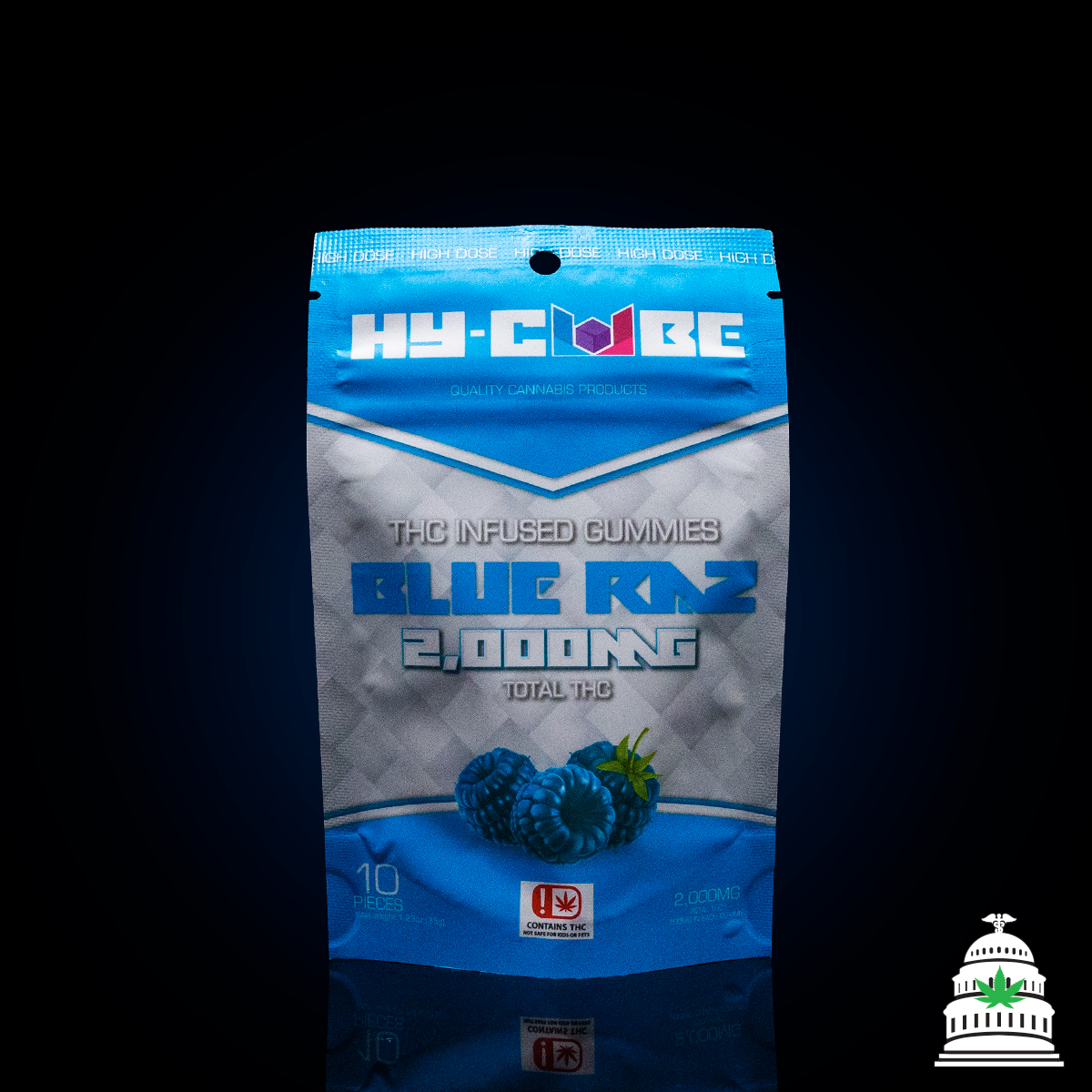 Photograph of product: Blue Raz - 2000mg Hy Cube Gummies