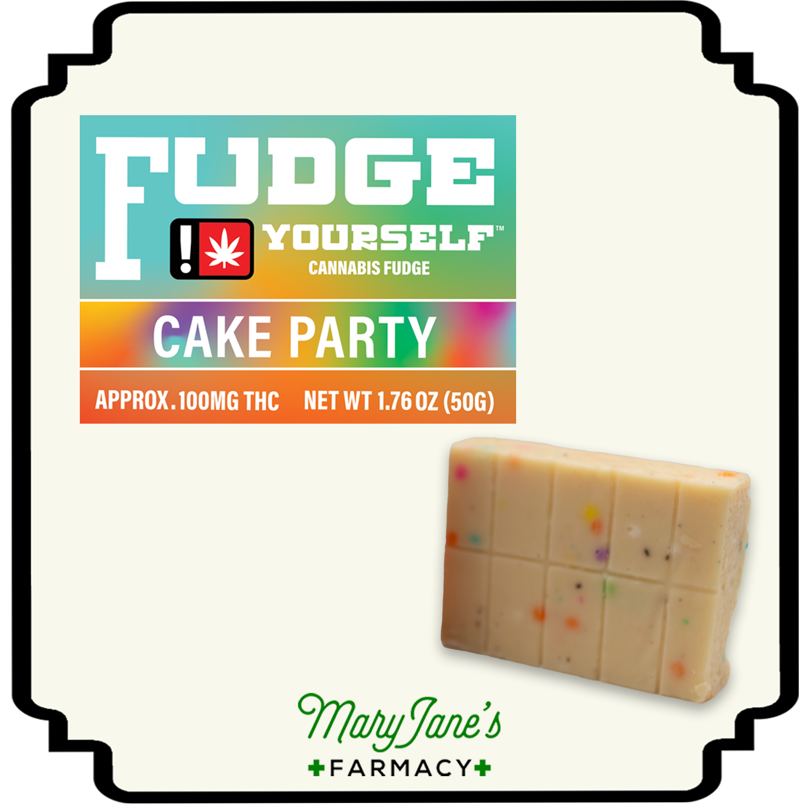 Photograph of product: Cake Party Fudge Yourself Bar | 100mg