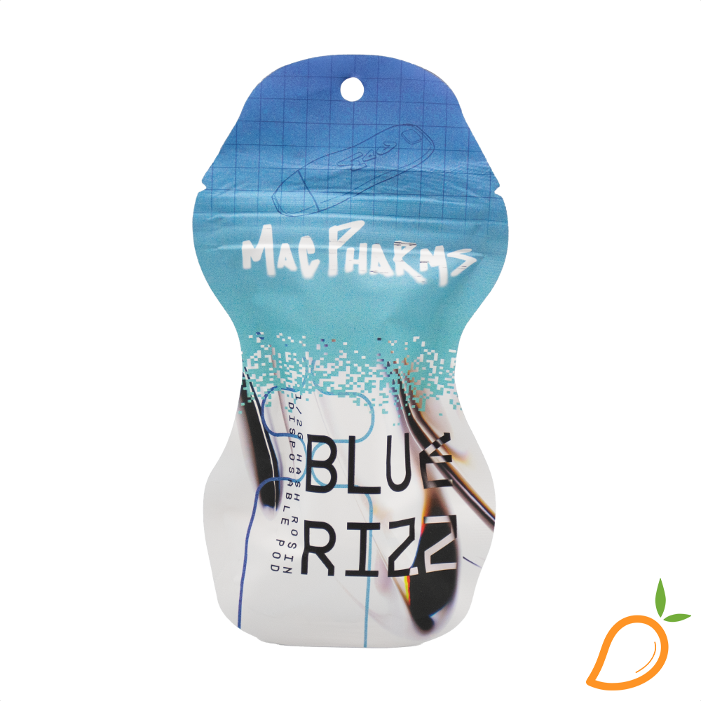Photograph of product: .5g Blue Rizz au chocolat Rosin Disposable Vape Mac Pharms