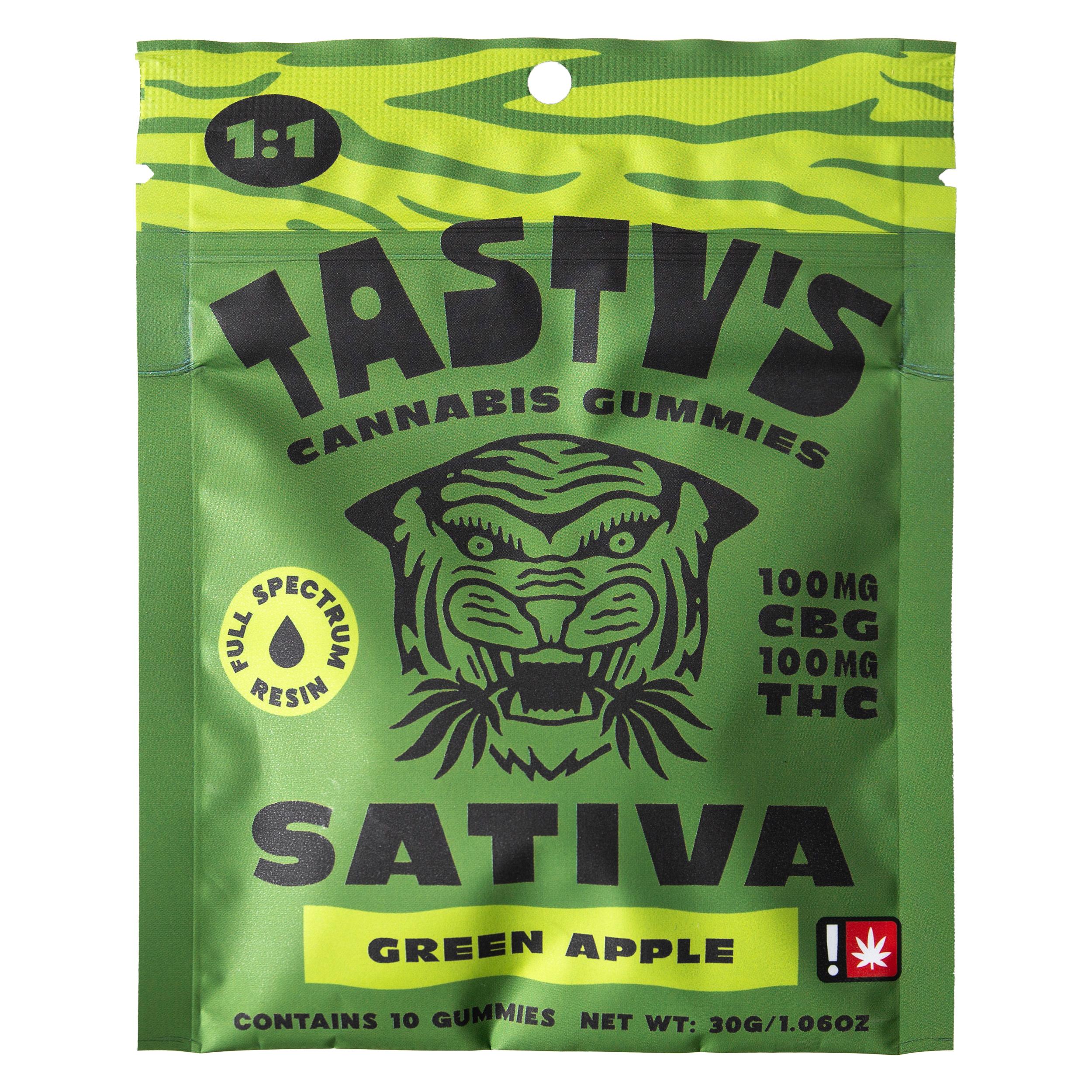 Photograph of product: Tasty's | Gummies 10pc | Green Apple 1:1 CBG