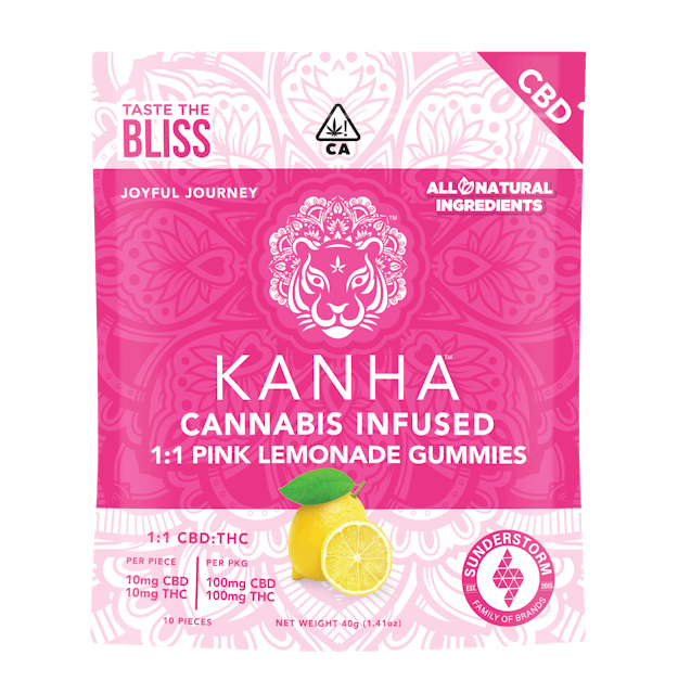 Photograph of product: Pink Lemonade | 1:1 CBD:THC Gummies 100mg