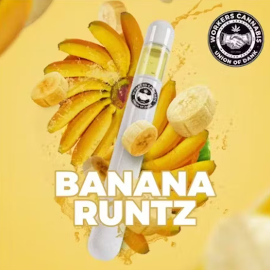 Photograph of product: Workers Oui'd - Banana Runtz - Disposable - - Hybrid