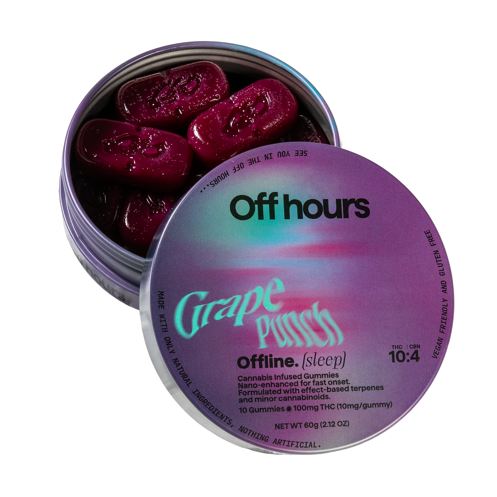 Photograph of product: Off Hours | Offline Grape Punch | 10pk 100mg Gummies