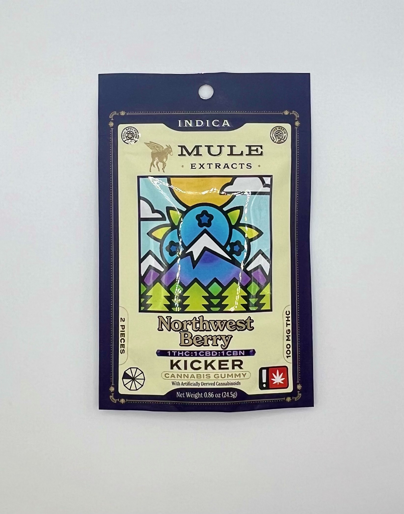 Photograph of product: Mule | Northwest Berry 1:1:1 | TH-oui:CBD:CBN | 100mg 2pc Gummy