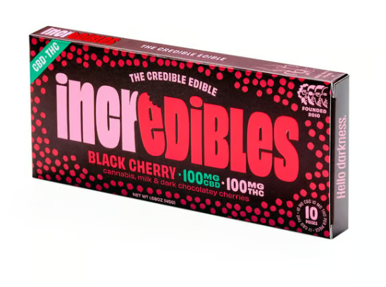 Photograph of product: Black Cherry (1:1 CBD:TH-oui) - Chocolate Bar (100mg)