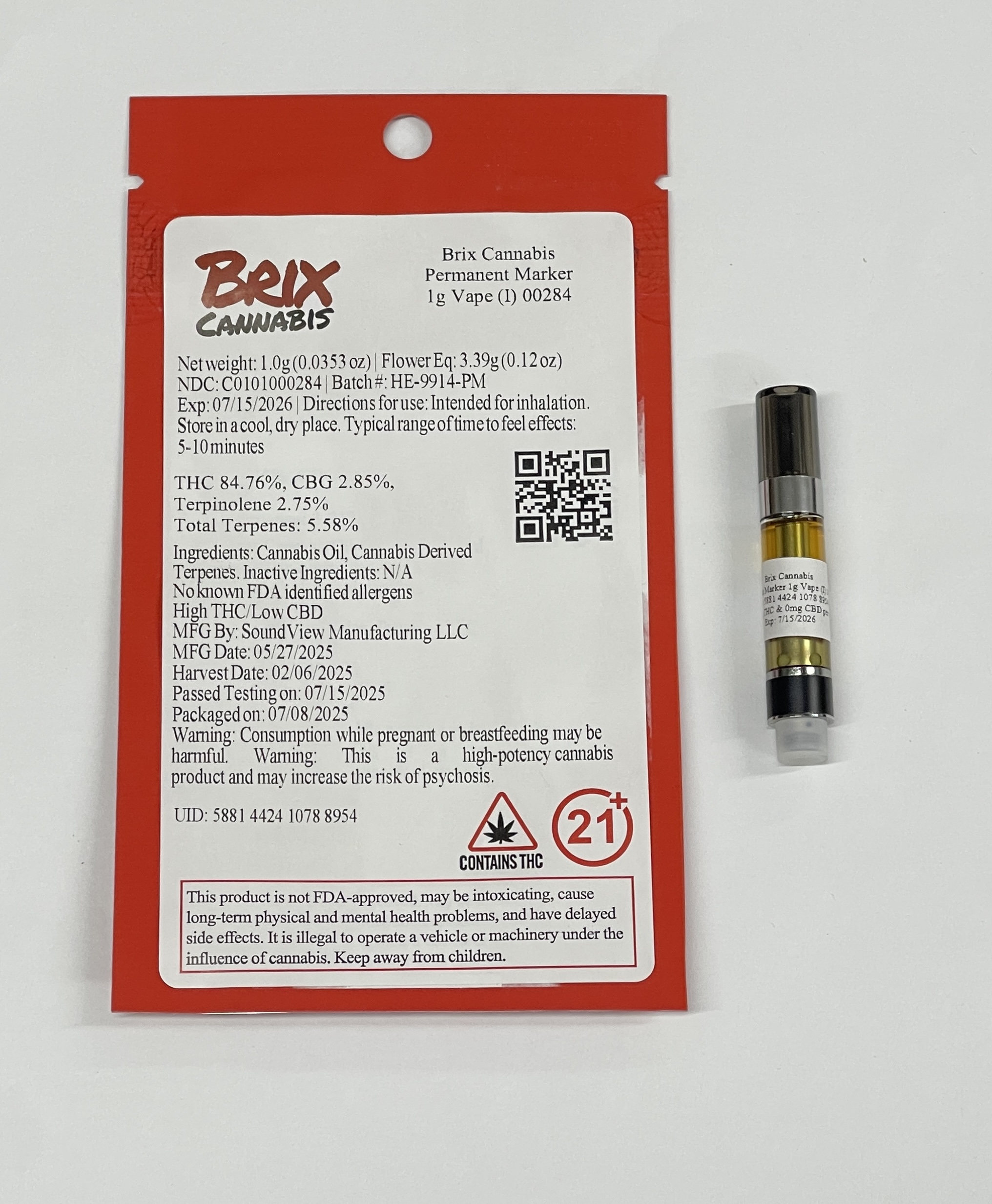Photograph of product: Permanent Marker | 1g Cart (I) | 00284