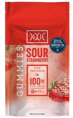 Photograph of product: Dixie Sour Strawberry Oui'd Gummy 100mg