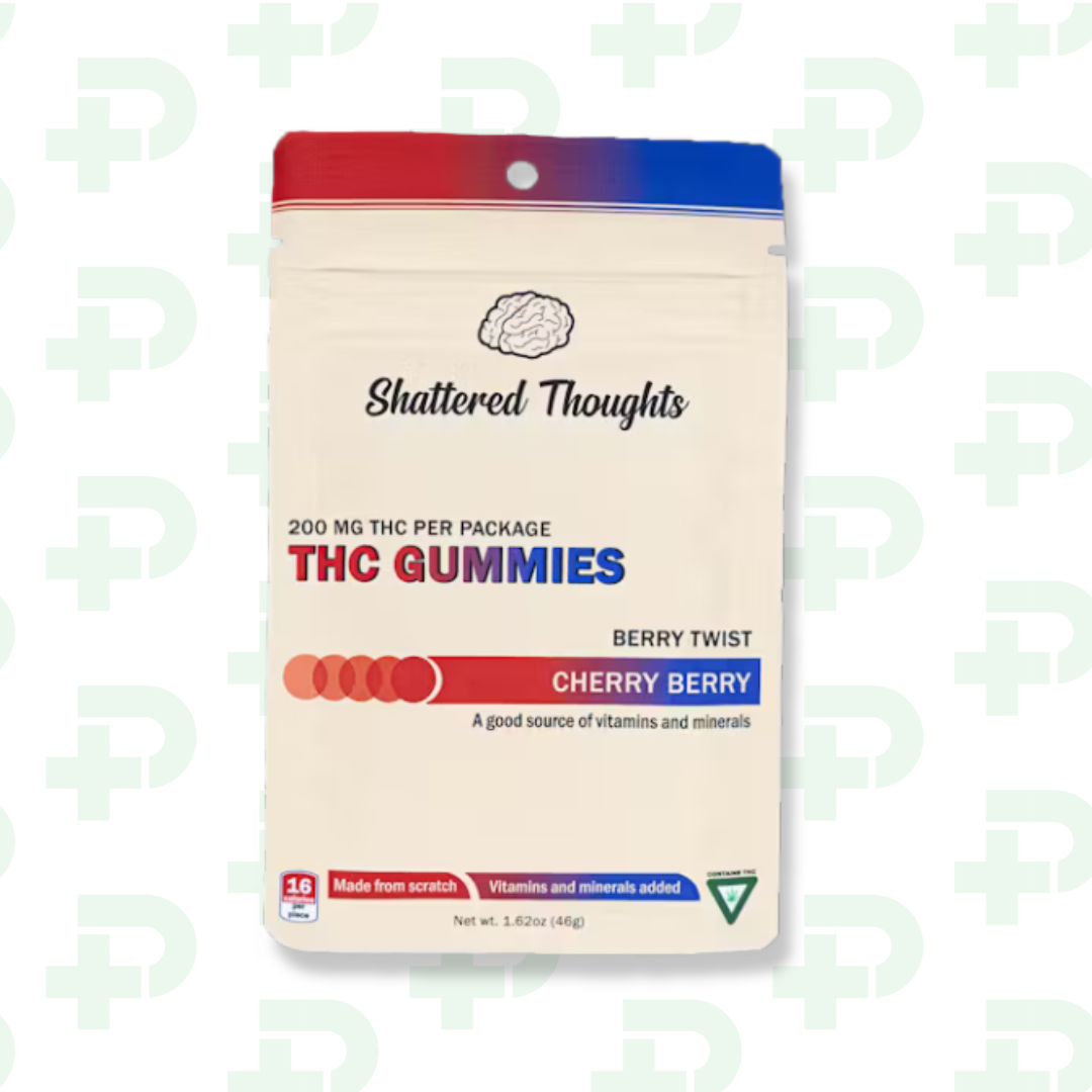 Photograph of product: Shattered Thoughts 200mg Gummies - Cherry Berry