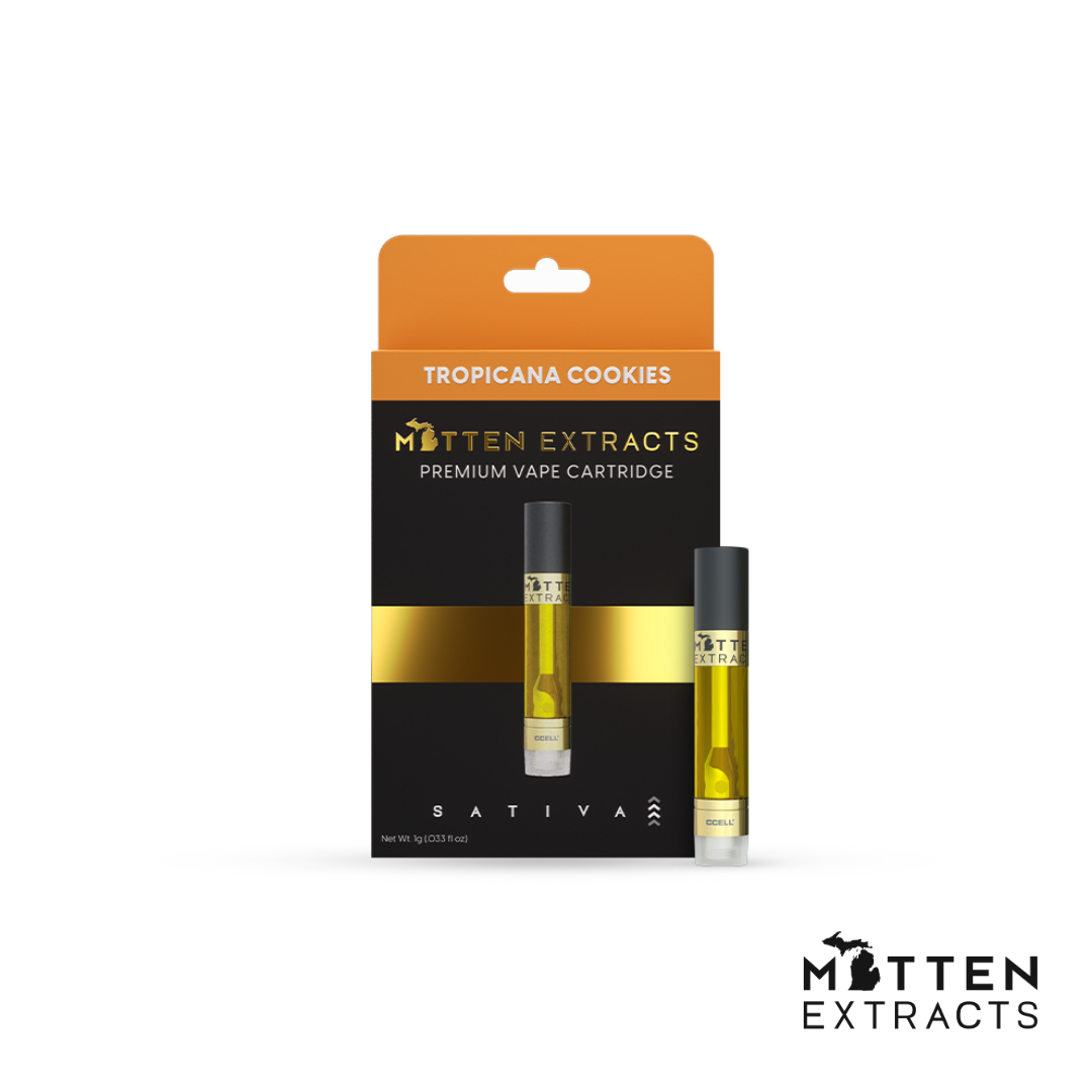 Photograph of product: MITTEN EXTRACTS - VAPE CART - TROPICANA COOKIES - 1G