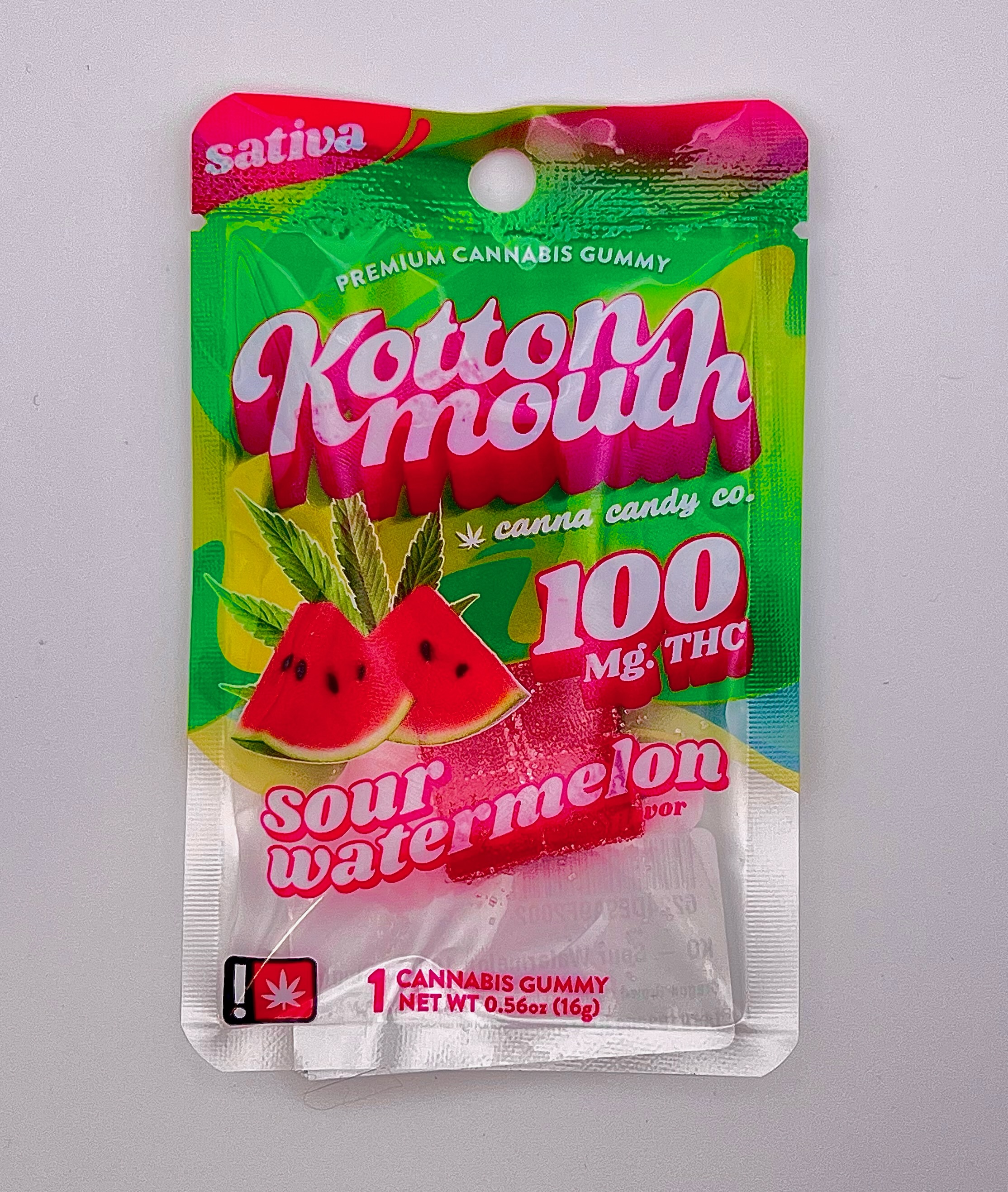 Photograph of product: Kotton Mouth | Sour Watermelon | TH-oui | 100mg 1-Piece Gummy