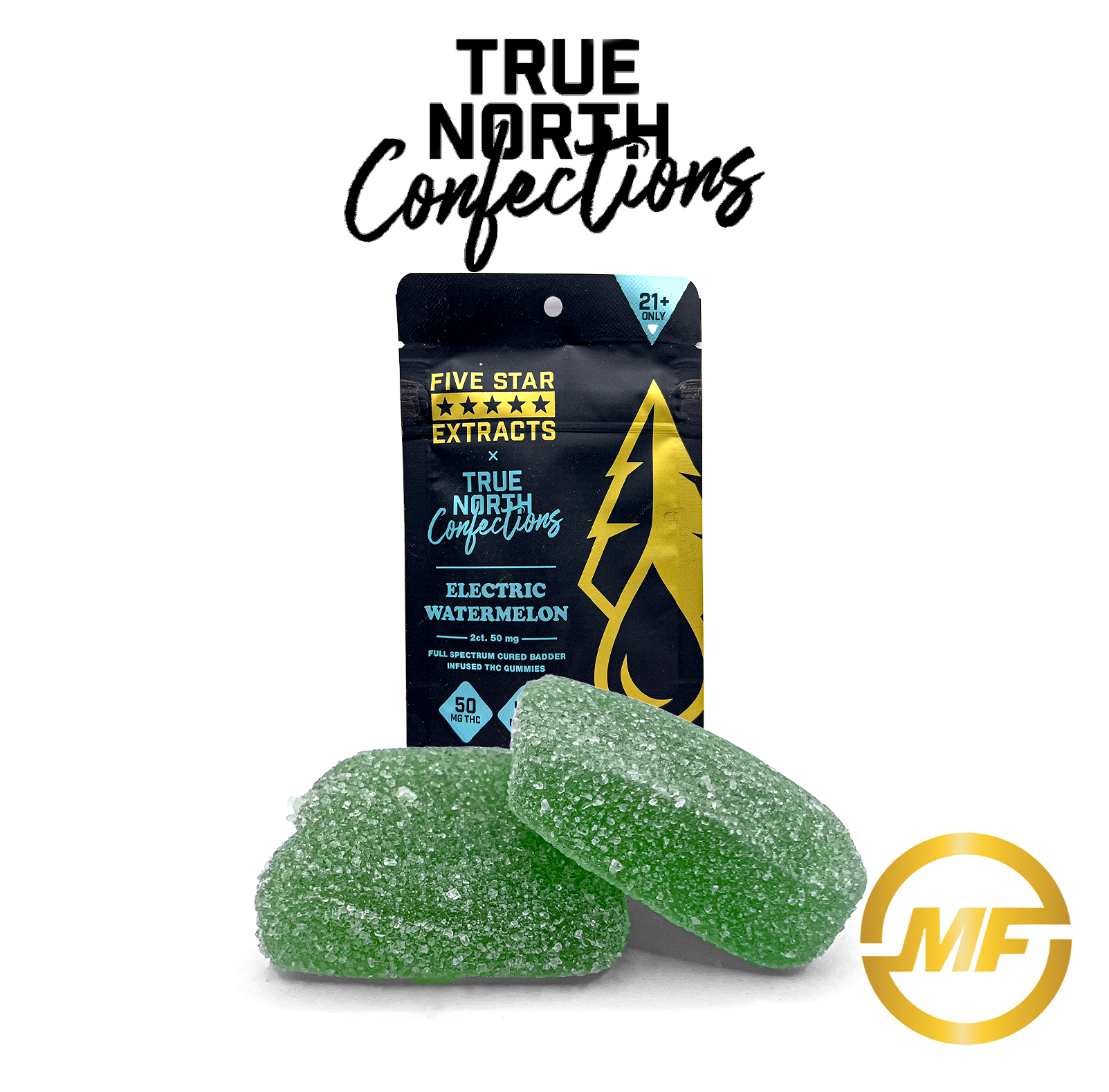 Photograph of product: 5 Star Extracts x True North | Electric Watermelon Full Spectrum Gummies | 200mg