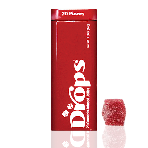 Photograph of product: Drops | Day Dreamy Cranberry | Rosin Gummies | 20pk | DOH | 1:1 100mg TH-oui : 100mg CBD