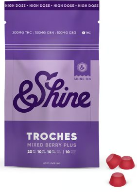 Photograph of product: 2:1:1 Mixed Berry Troches 10mg TH-oui: 5mg CBN: 5mg CBG/10pk (200mg)