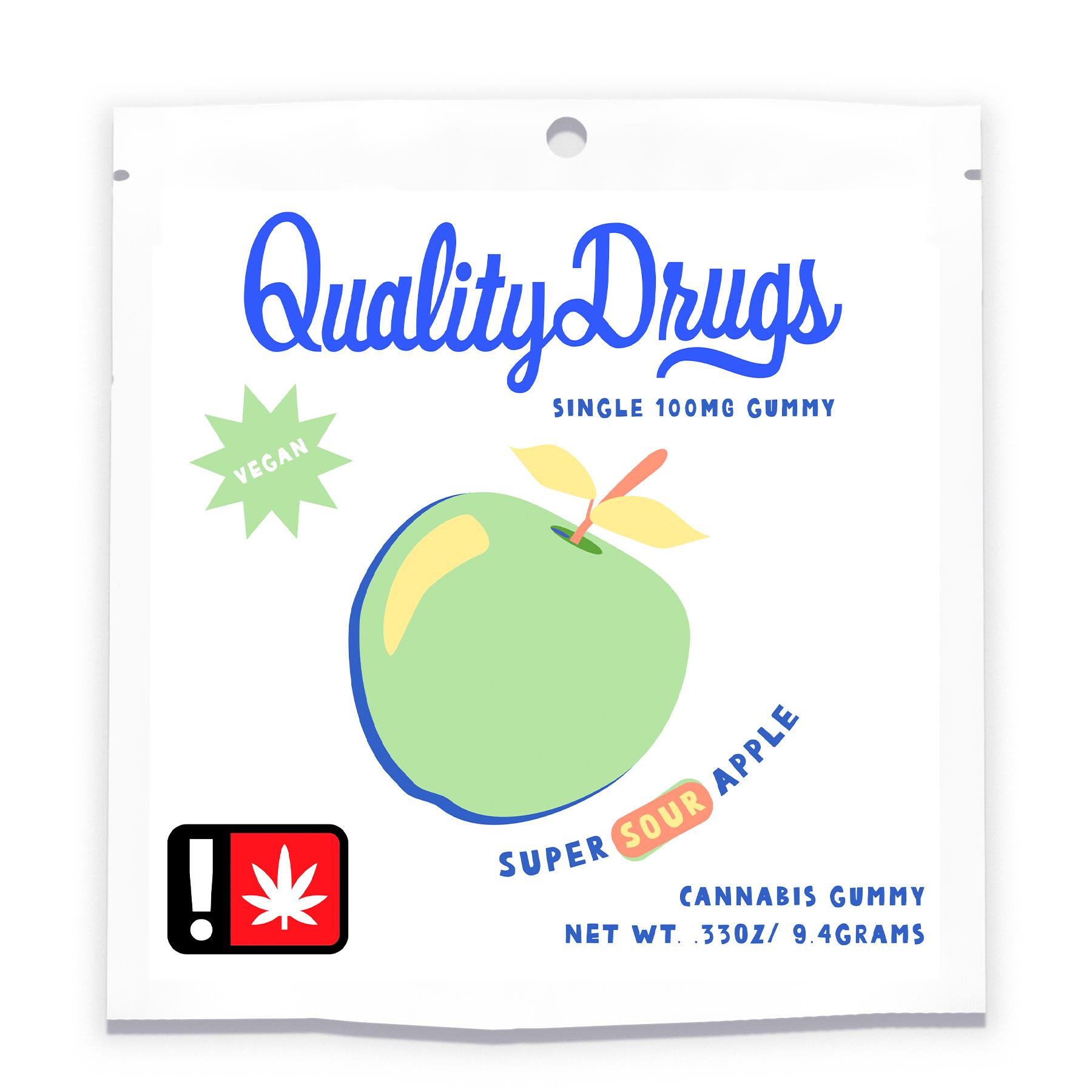 Photograph of product: Super Sour Apple - 100mg Single Gummy - Quality Drugs