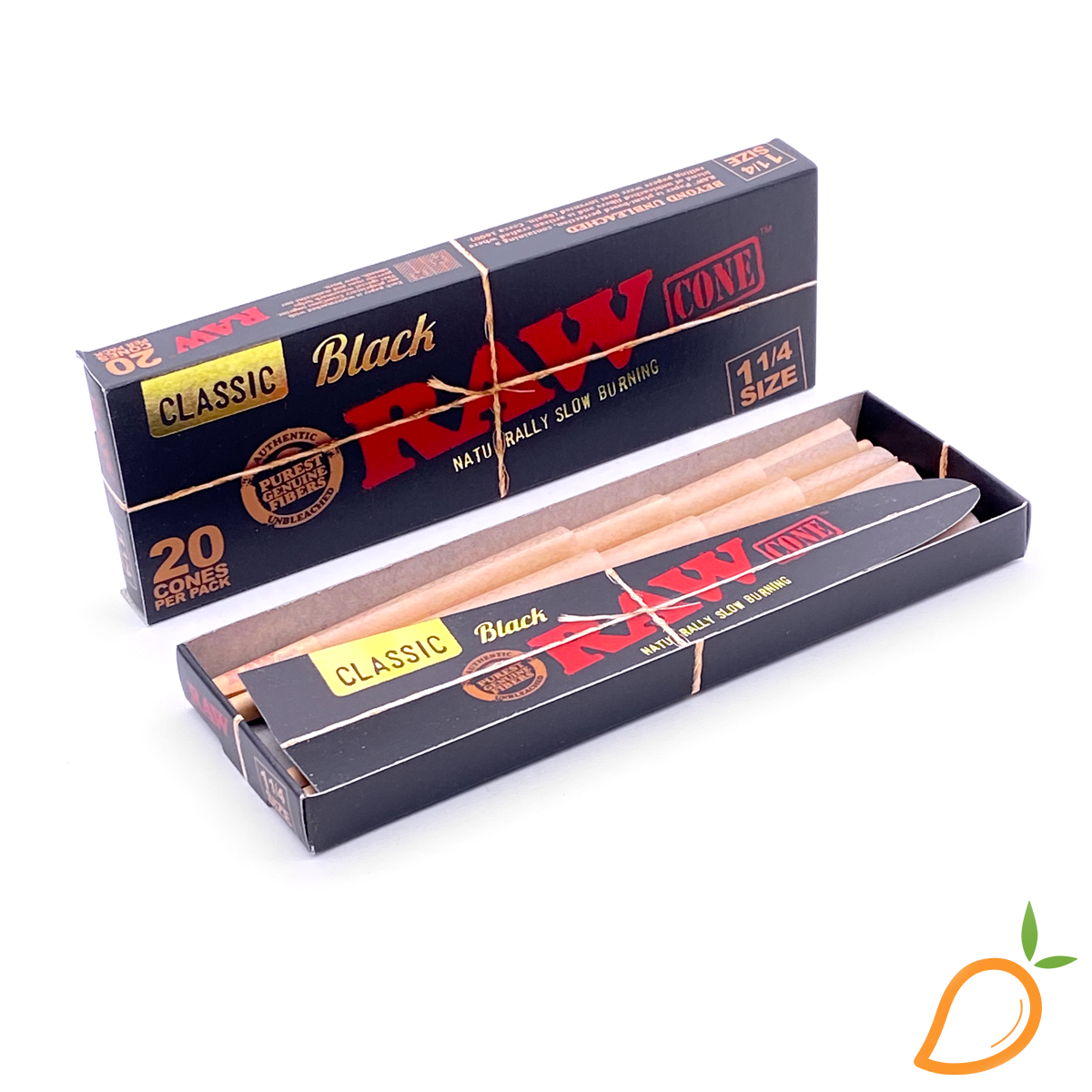 Photograph of product: 20pk 1 1/4 Classic Black Cones Raw
