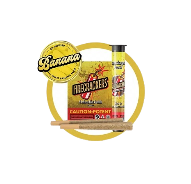 Photograph of product: Firecracker Banana Candy 5pk Infused Prerolls