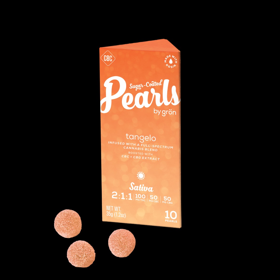 Photograph of product: Edible Pearls 2:1:1 | TH-oui | CBC | CBG | Tangelo | 100mg