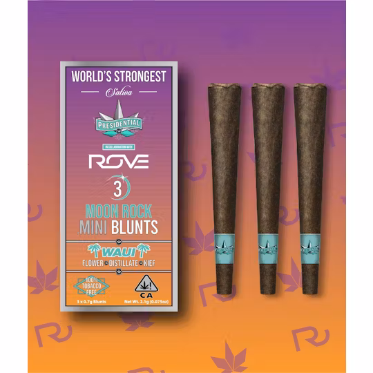 Photograph of product: Waui [S] | Pee-Wee Moon Rock Mini Blunts 2.1G (3pk) | Presidential