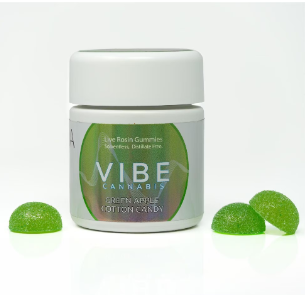Photograph of product: VIBE - GUMMIES ROSIN - 250MG - 10PK - GREEN APPLE COTTON CANDY - HYBRID