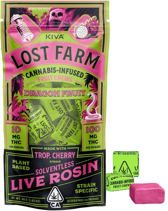 Photograph of product: Lost Farm | Dragon Fruit - Trop Cherry | 46G 10PK LRosin Chews