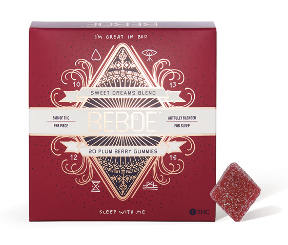 Photograph of product: Beboe 5:1 Sweet Dreams Raspberry Plum Gummies 100mg 20pk (TH-oui:CBN)