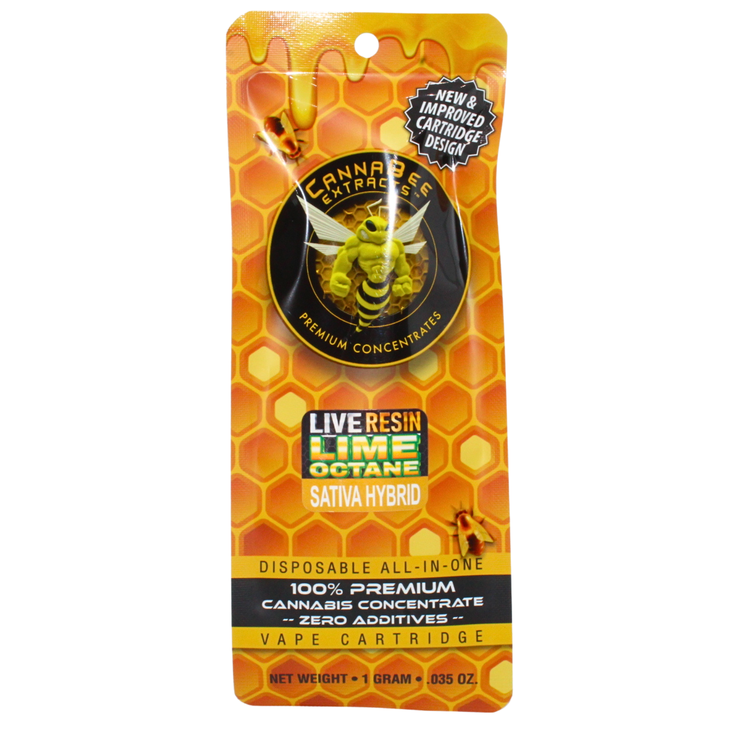 Photograph of product: CANNABEE EXTRACTS LIME OCTANE LIVE RESIN DISPOSABLE VAPE REC