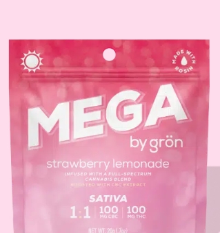 Photograph of product: Grn - Mega - Strawberry Lemonade - Oui'd - 1:1 (CBC:TH-oui) Edibles