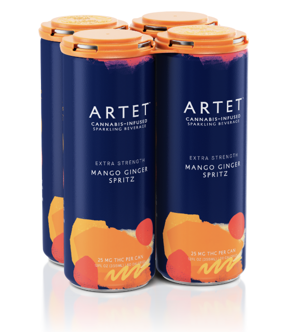 Photograph of product: Artet 25mg 12oz Spritz - Mango Ginger - 4 Pack