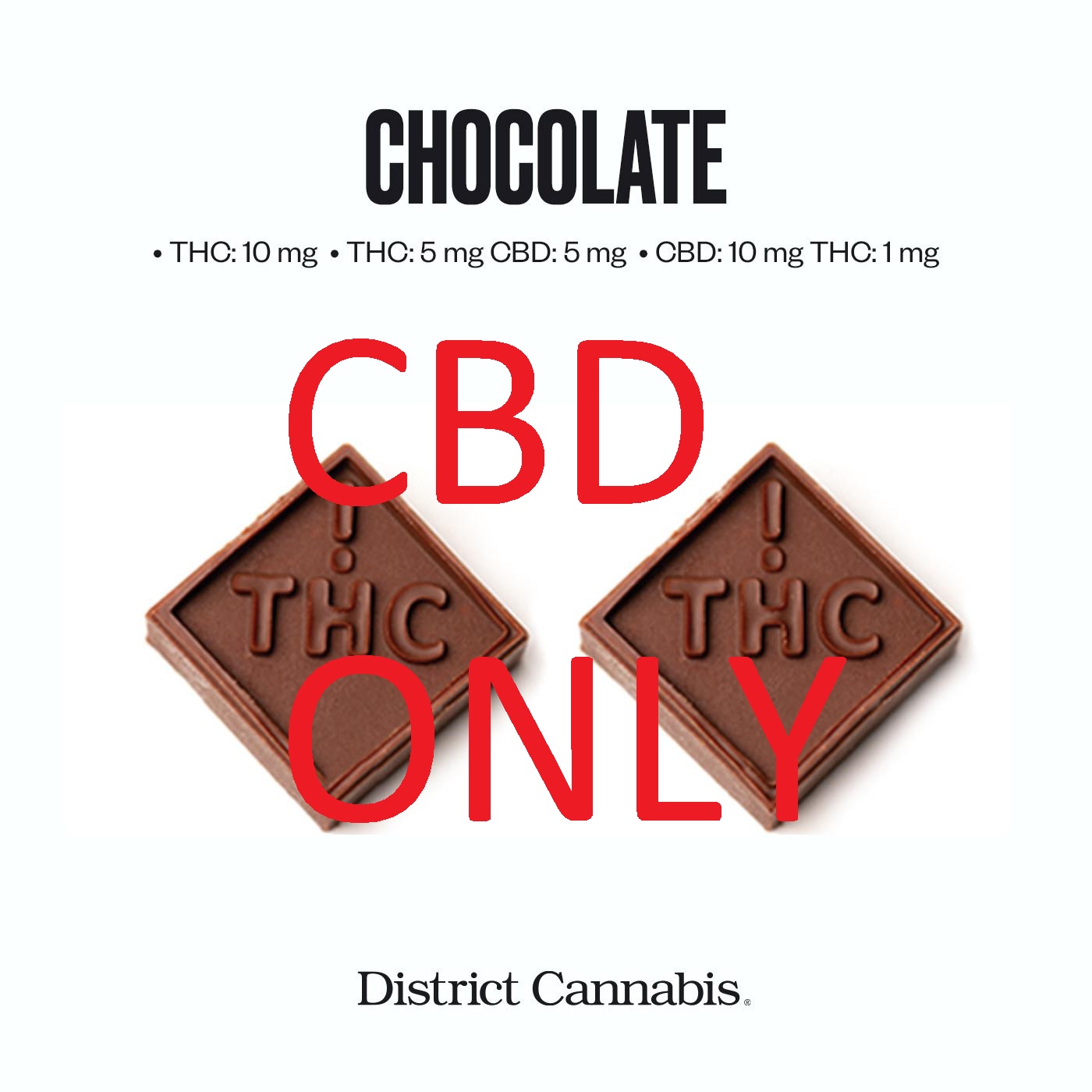 Photograph of Product: DC Plain CBD 10mg 10-pk Chocolates