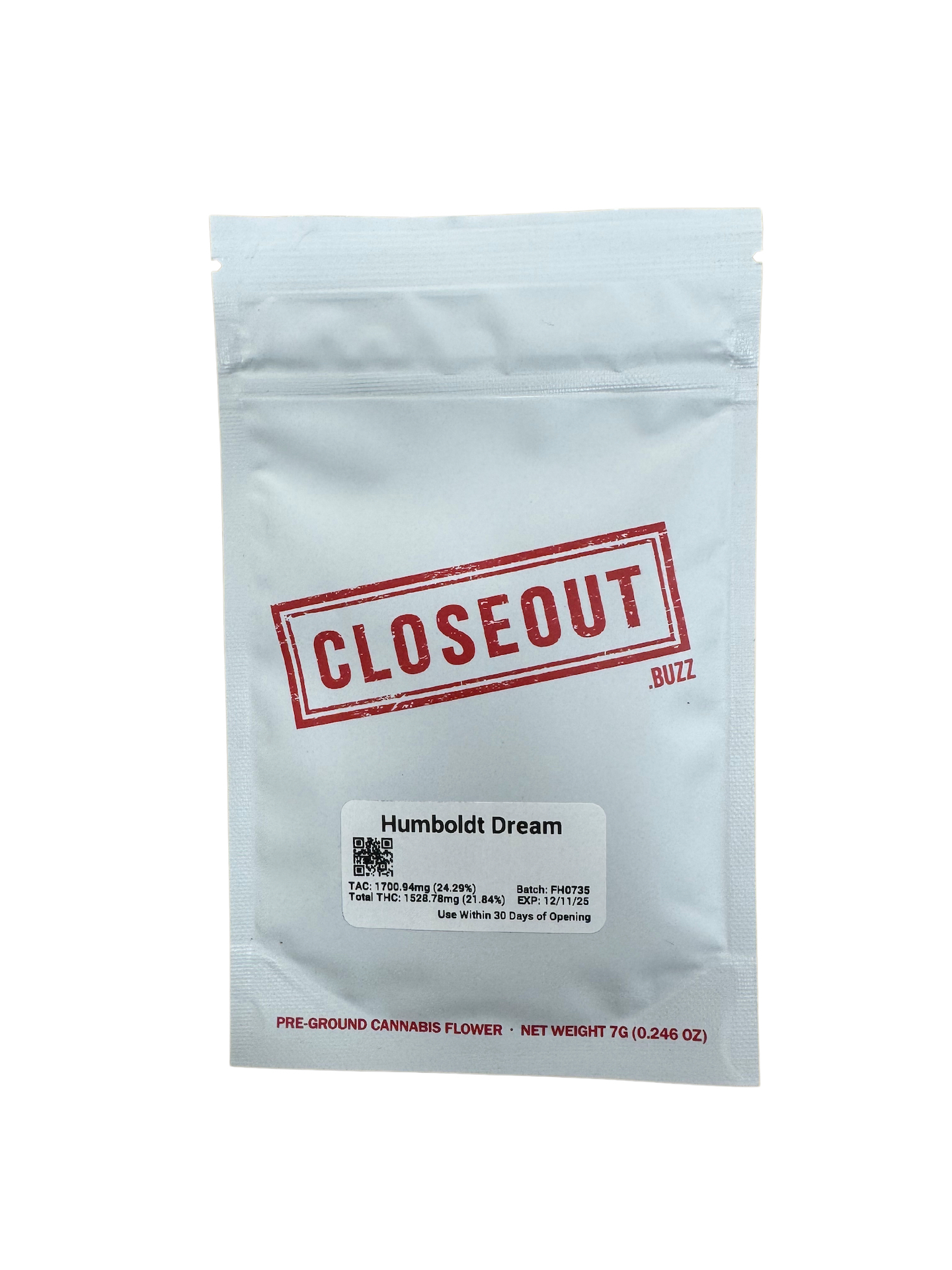 Photograph of product: Closeout/ Flower / Humbolt Dream - package - 7g