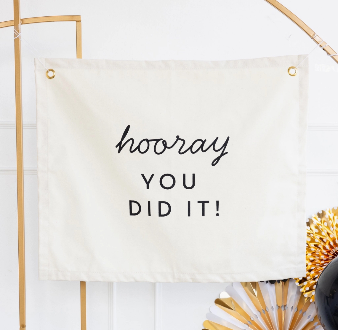 Photograph of product: HOORAY CANVAS BANNER