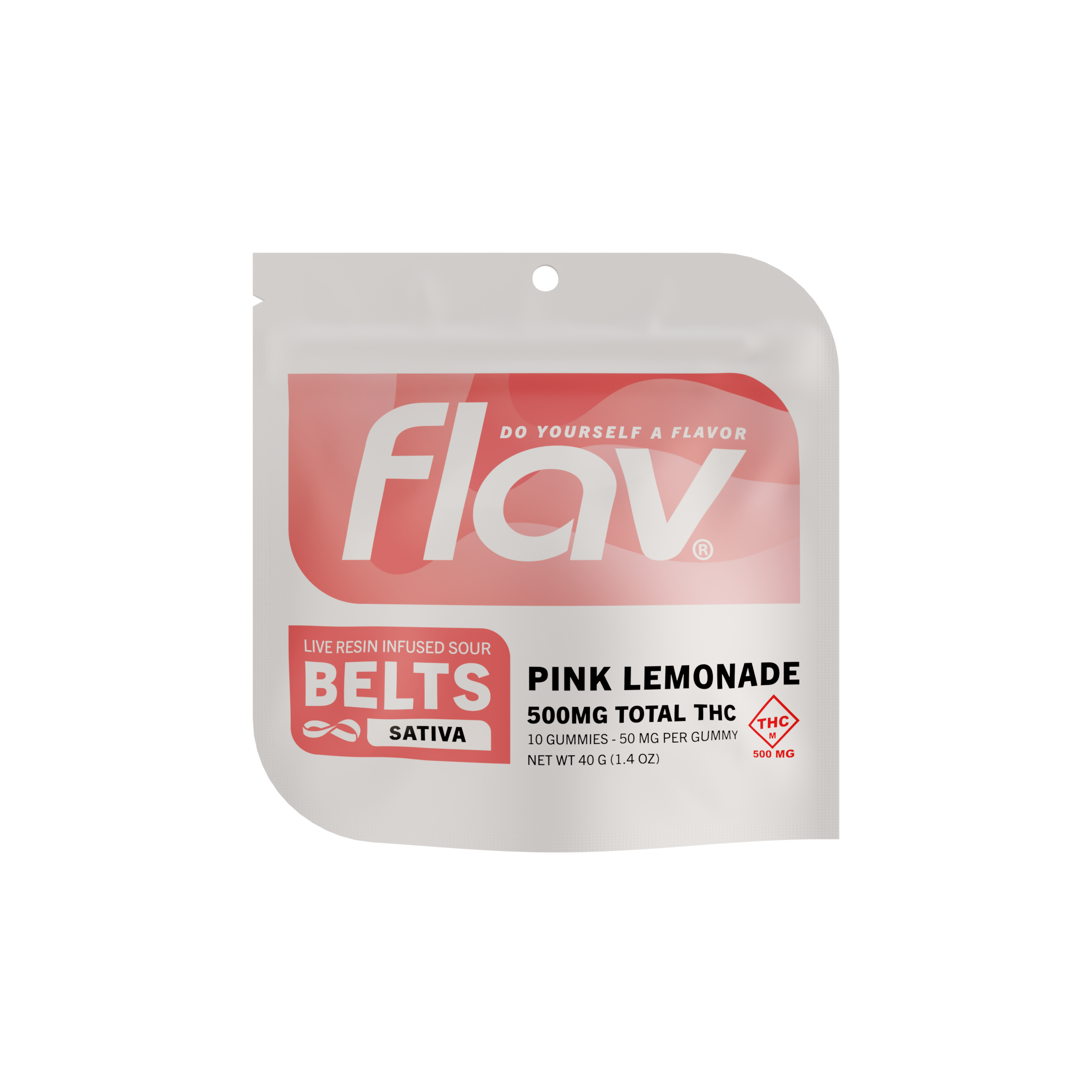 Photograph of Product: Pink Lemonade Live Resin Sour Belts 10pk (500mg)