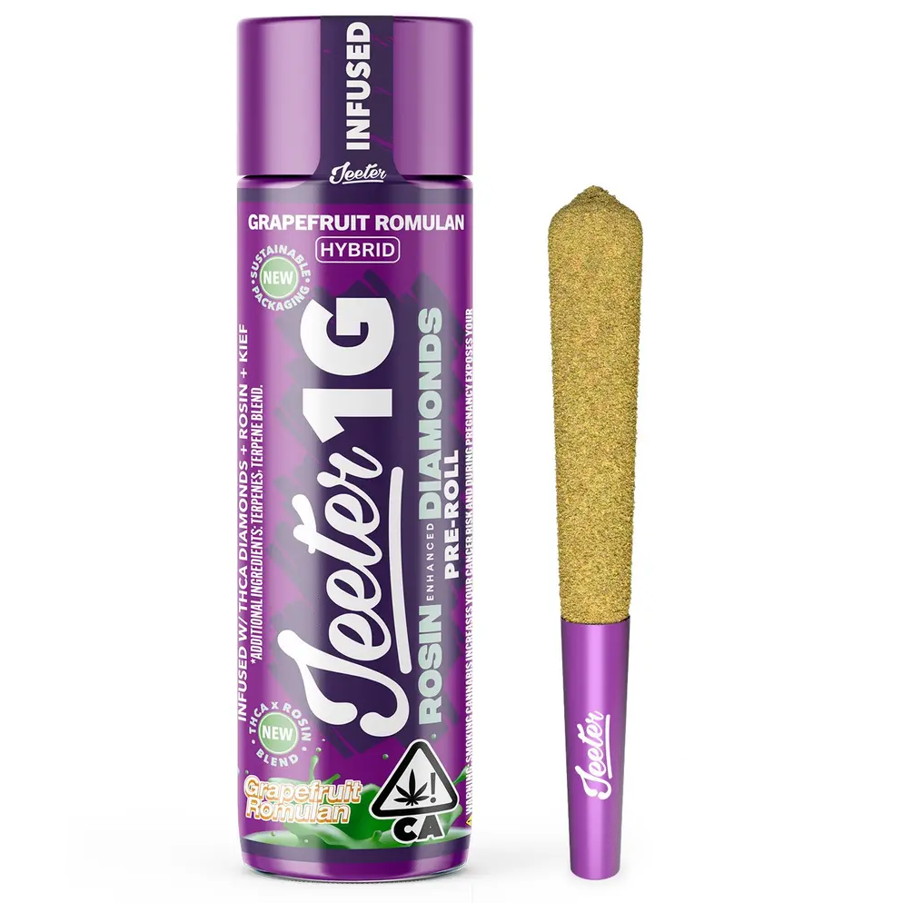 Photograph of product: Jeeter Grapefruit Romulan Rosin Diamonds Infused Preroll Rec