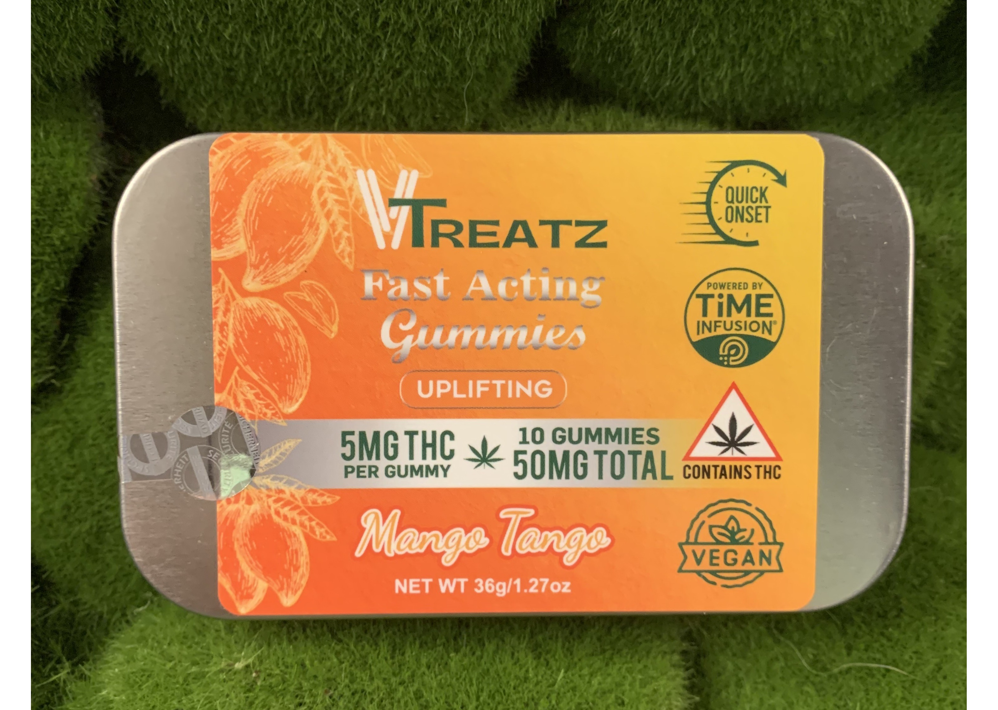 Photograph of product: 50mg Edible Pack | Mango Tango Gummies | VTreatz