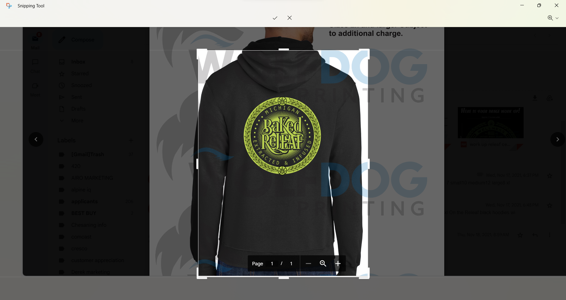 Photograph of Product: BLACK BAKED RELEAF HOODIE