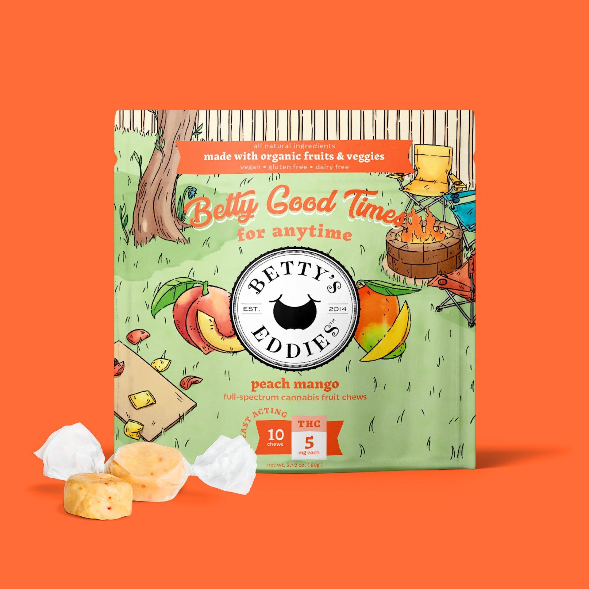 Photograph of product: Betty's Eddies I Peach Mango 10pk 5mg Gummies