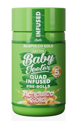 Photograph of product: Baby Jeeter - Acapulco Gold - 5 x .5g Rosin Infused Prerolls