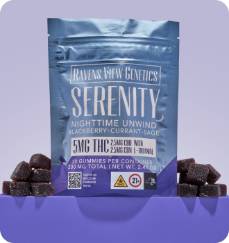 Photograph of product: Raven View Genetics | Serenity | Edible Gummies | 100mg 20pk
