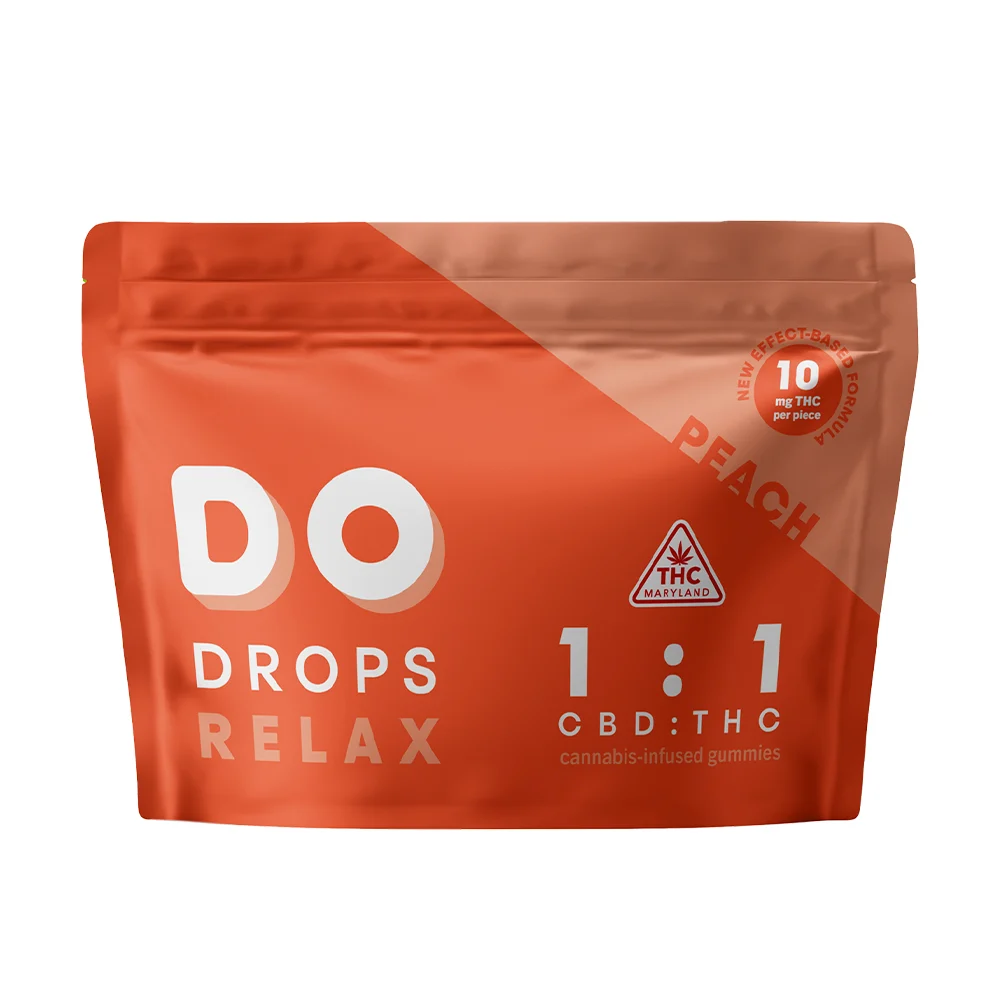 Photograph of product: Do Drops Peach 1:1 TH-oui:CBD Gummies | 10mg (10ct)