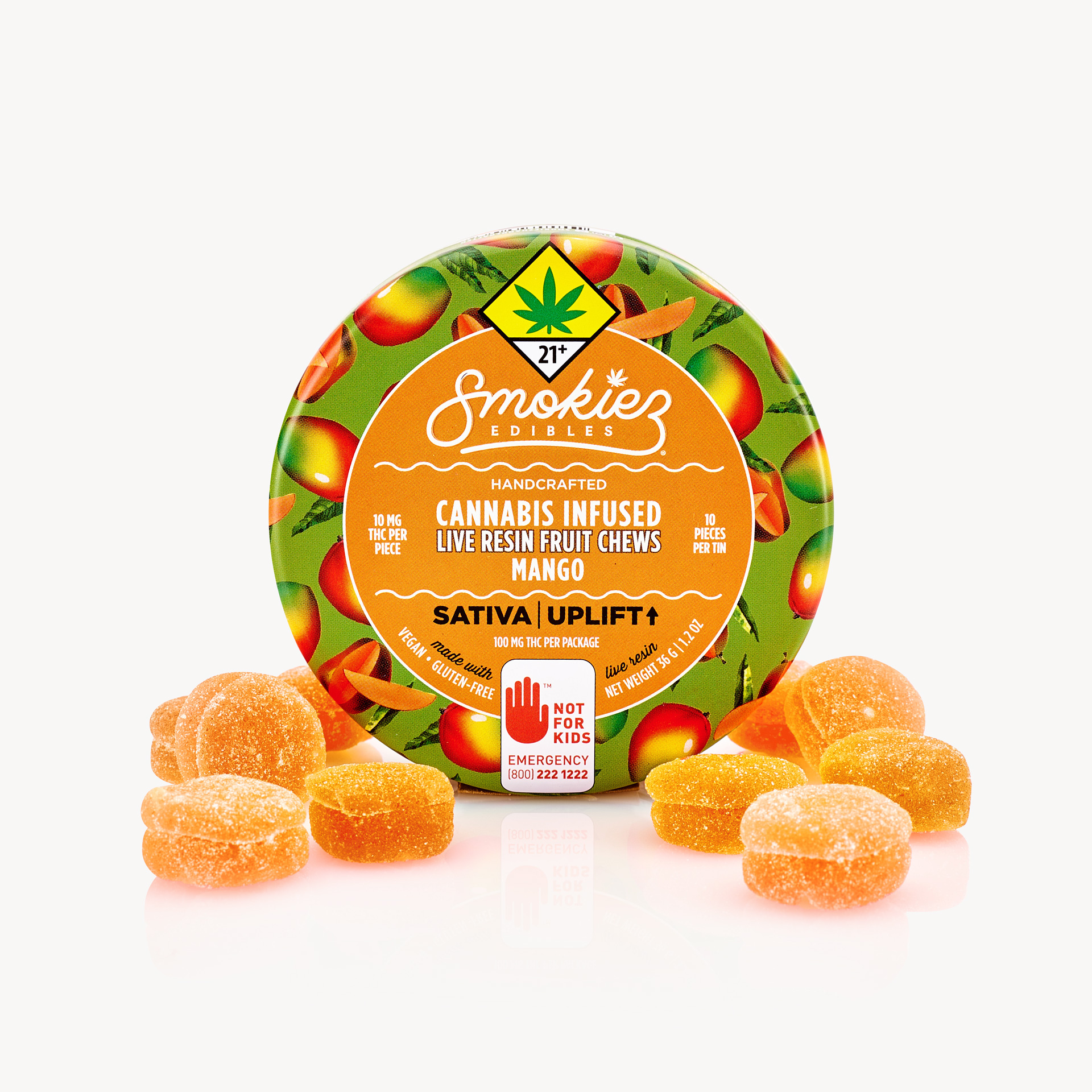 Photograph of product: Smokiez Mango LR Fruit Chews Oui'd 100mg
