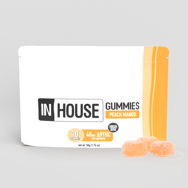 Photograph of product: In-House 100mg Gummies - Peach Mango